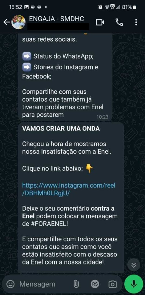 Pedido de comentário em post feito em grupo em que foram adicionados servidores da Secretaria Municipal de Direitos Humanos e Cidadania (Crédito: Reprodução)