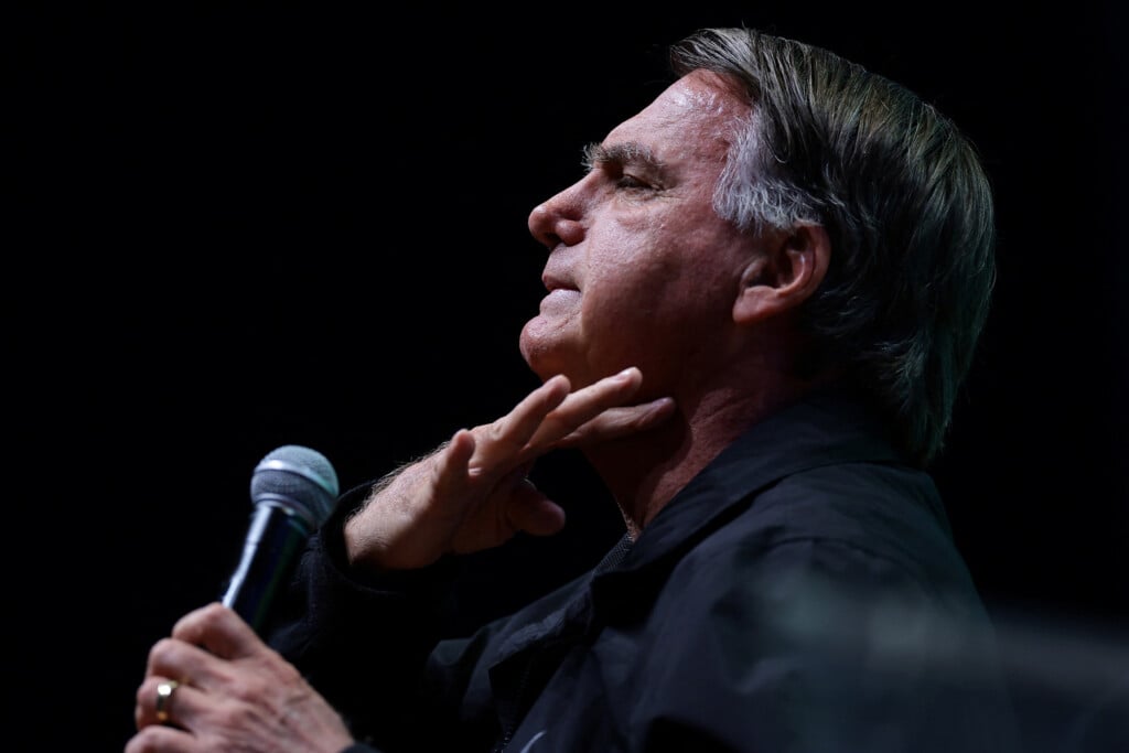 Jair Bolsonaro discursa durante seminário de comunicação do PL em Brasília (Foto: Ueslei Marcelino/Reuters)