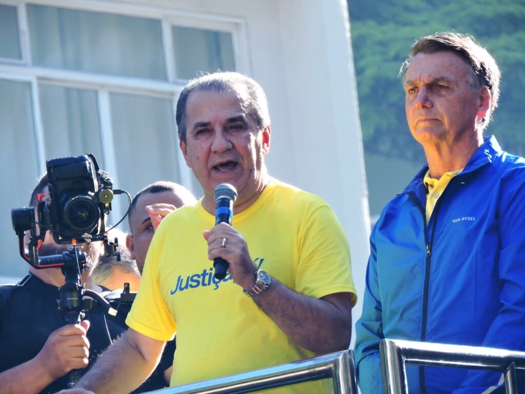 Pastor Silas Malafaia participou, ao lado do ex-presidente Jair Bolsonaro, de ato na Avenida Paulista a favor da anistia aos golpistas do 8 de Janeiro (Foto: Leandro Chemalle/Thenews2/Folhapress)