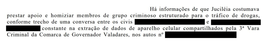 Trecho da investigação da PM sobre o caso Thainara (Foto: Reprodução)