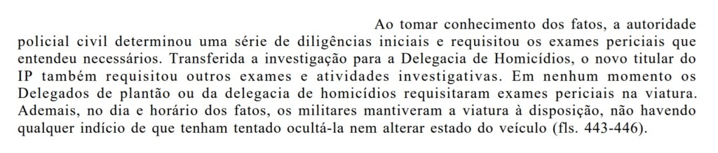 Trecho da investigação da PM sobre o caso Thainara (Foto: Reprodução)