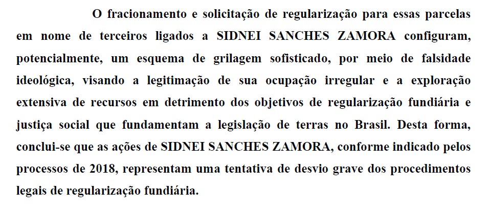 Relatório da Polícia Federal cita potencial "esquema de grilagem sofisticado" (Foto: Reprodução)